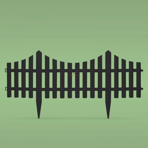 Kerti virágágyás kerítés, ágyásszegély fekete 60x33 cm