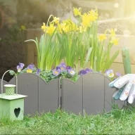   Virágágyás szegély / kerítés - 3,5 méter (20 x 17,5 cm) - szürke - 12db-os szett