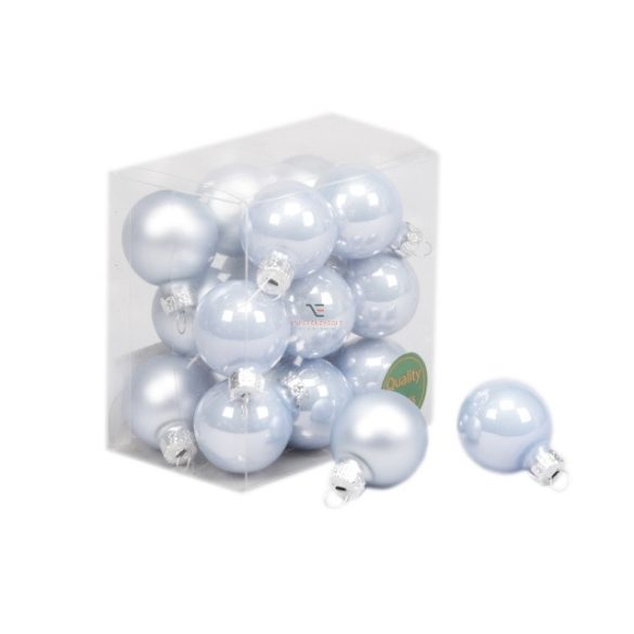 Gömb üveg 3cm világos kék fényes-matt 18 db / szett Karácsonyfa gömb