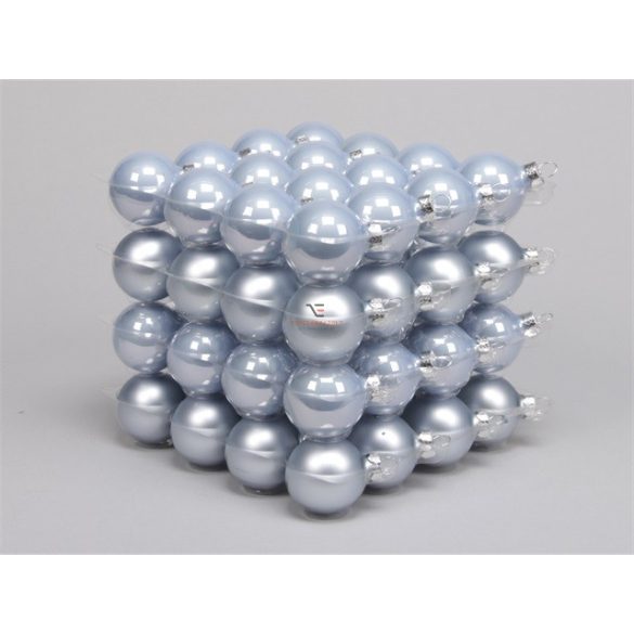 Gömbdísz üveg 4 cm világoskék matt-fényes 64 db-os Karácsonyfa gömb