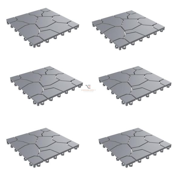 Járólap műanyag teraszburkolat, járdalap 30x30 cm szürke 4db-os szett