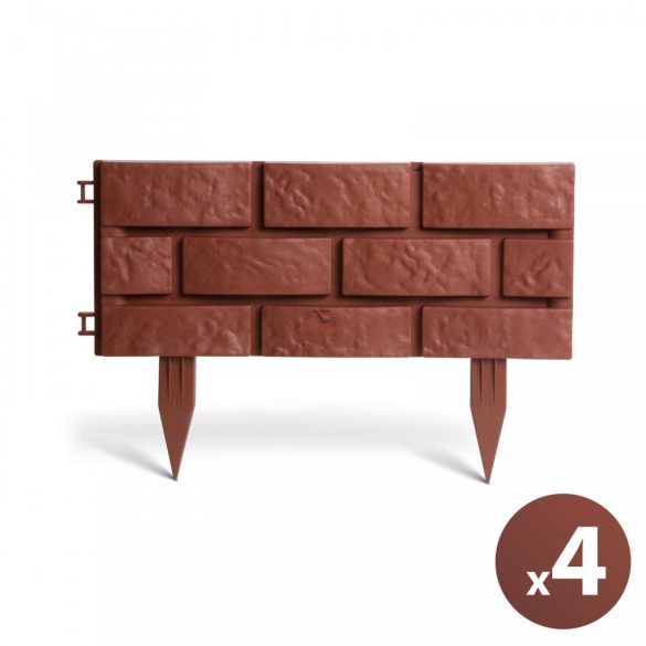 Kerti ágyásszegély, falburkolat tégla hatású terracotta 180 cm 4db-os szett