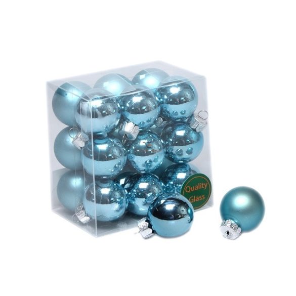 Gömb üveg 3cm kék fényes-matt 18 db / szett Karácsonyfa gömb