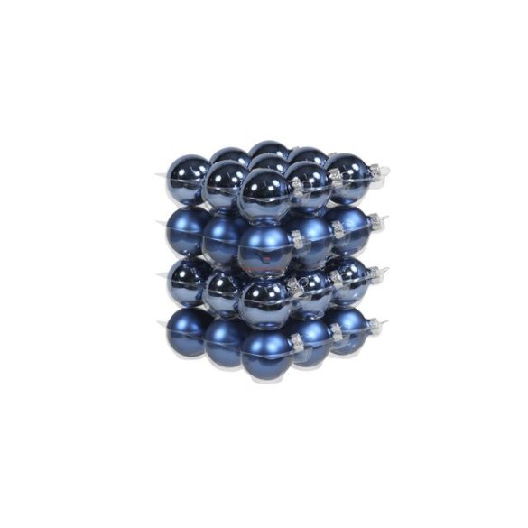 Gömbdísz üveg 4 cm kék fényes-matt 36 db-os Karácsonyfa gömb