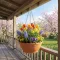 Virágcserép függesztőlánc - fém - fekete - 50 cm