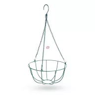   Akasztható fém kosár - virágcserépek rögzítéséhez - 25 cm - zöld