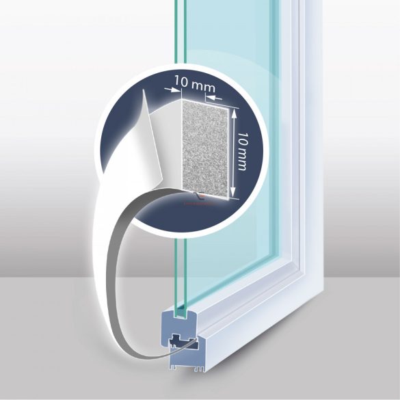 Öntapadós ajtó- ablakszigetelő habszalag - 5 m - fehér 10 mm