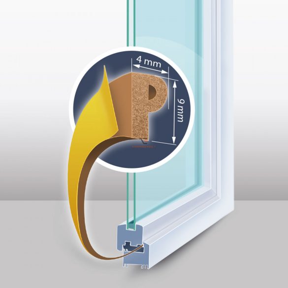 Öntapadós ajtó- ablakszigetelő "P" profil 6 m barna 9 mm