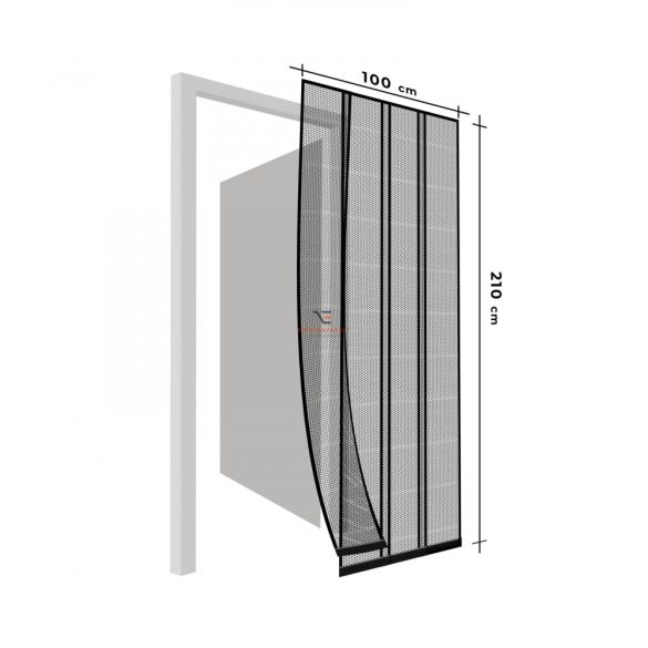 Szúnyogháló függöny ajtóra 4 db szalag max. 100 x 220 cm fekete
