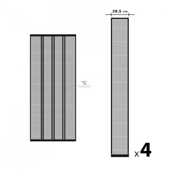 Szúnyogháló függöny ajtóra 4 db szalag max. 100 x 220 cm fekete