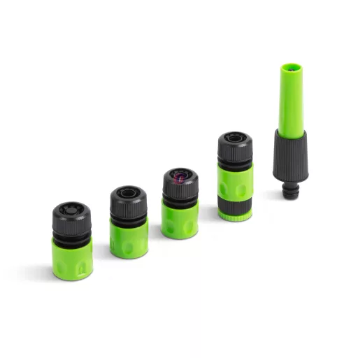 Locsoló tömlő, slag szett - 15m - 1/2" tömlő - 9 részes csatlakozókkal, spriccfejjel
