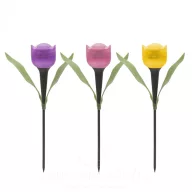 3x LED-es szolár tulipán kerti lámpa 3db/szett