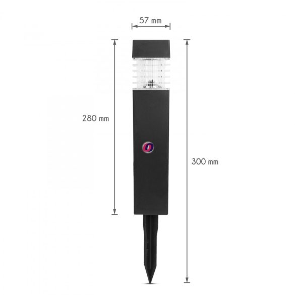 Napelemes lámpa leszúrható fekete, melegfehér 30 cm MINIMAL BLACK