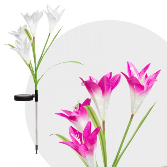 Napelemes lámpa Liliom 4 virágfej Színváltós 70 cm RGB LED 1 db