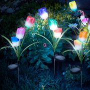   Napelemes lámpa Tulipán 3 virágfej Színváltós 70 cm RGB LED 1 db