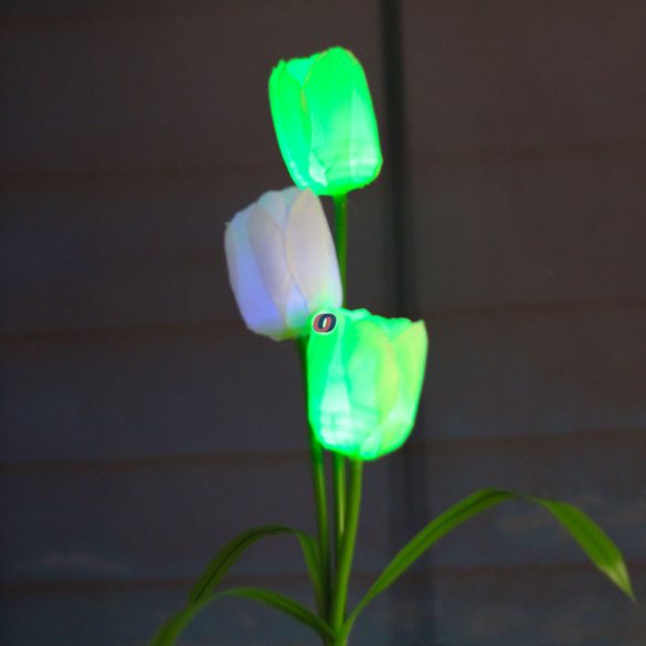 Napelemes lámpa Tulipán 3 virágfej Színváltós 70 cm RGB LED 1 db