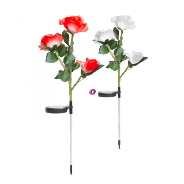 Napelemes lámpa Rózsa 3 virágfej Színváltós 70 cm RGB LED 1 db