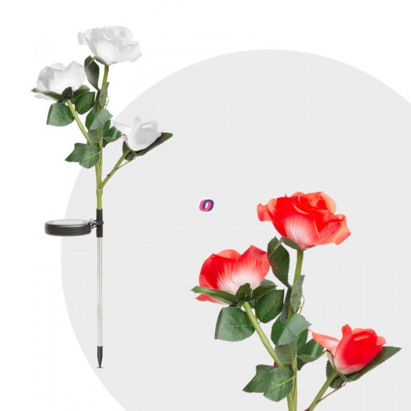 Napelemes lámpa Rózsa 3 virágfej Színváltós 70 cm RGB LED 1 db