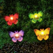   Leszúrható LED szolár - pillangók - színes - fekete - műanyag - 9 x 9 x 8,5 cm 1db