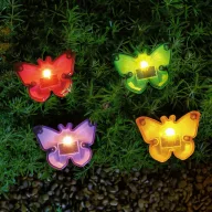   Leszúrható LED szolár - pillangók - színes - fekete - műanyag - 9 x 9 x 8,5 cm 1db