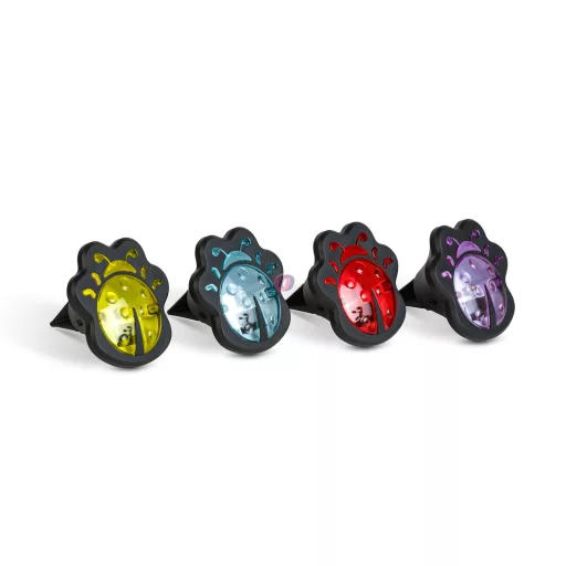 Leszúrható LED szolár - katica - színes - fekete - műanyag - 9 x 9 x 8,5 cm