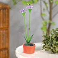   Szolár színes virág - 8 x 8 x 32 cm - 10 melegfehér LED - lila