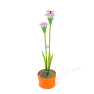   Szolár színes virág - 8 x 8 x 32 cm - 10 melegfehér LED - lila