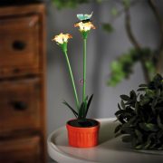   Szolár színes virág - 8 x 8 x 32 cm - 10 melegfehér LED - sárga