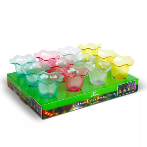 Felakasztható szolár virág - 4 féle - 3 melegfehér LED - 17,5 x 9,5 cm