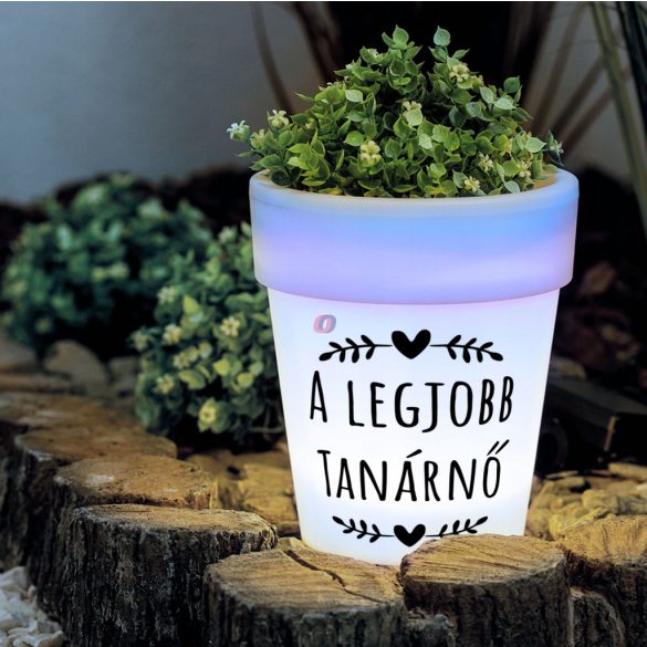 Top ajándékötlet - Egyedi neves napelemes virágcserép, 4x led, 19 cm