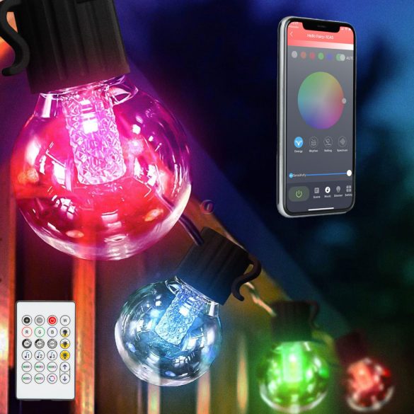 SMART Party fényfüzér 7,5m, 25 RGB LED, IP44, 220V