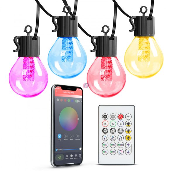 SMART Party fényfüzér 7,5m, 25 RGB LED, IP44, 220V