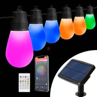   Napelemes SMART Party fényfüzér 6,5m, 15 RGBIC LED, IP44, APP