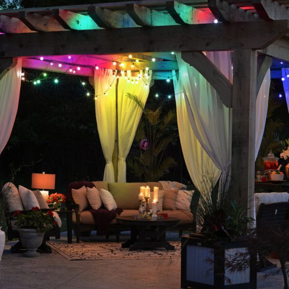 Napelemes SMART Party fényfüzér 6,5m, 15 RGBIC LED, IP44, APP