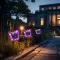 Leszúrható szolár pillangó - lila - 13 x 6,5 x 35 cm - melegfehér + színes LED