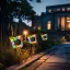 Leszúrható szolár pillangó - sárga - 13 x 6,5 x 35 cm - melegfehér + színes LED