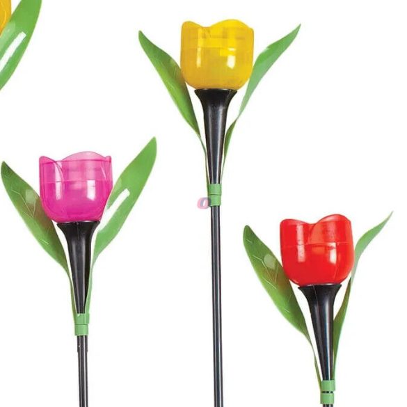 Napelemes tulipán kerti lámpa 3db-os szett