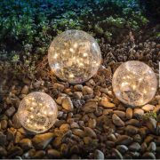   Napelemes kerti Kristálygömb lámpa leszúrható melegfehér 10 cm 10 LED