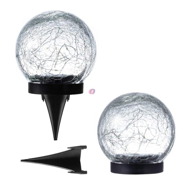 XL Napelemes kerti Kristálygömb lámpa leszúrható melegfehér 15 cm 20LED