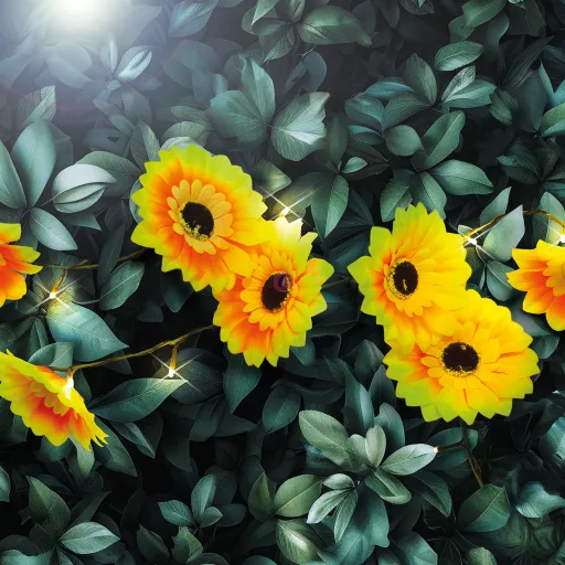 Szolár fényfüzér - napraforgó - 2 m - 20 melegfehér LED