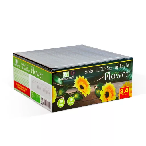 Szolár fényfüzér - napraforgó - 2 m - 20 melegfehér LED