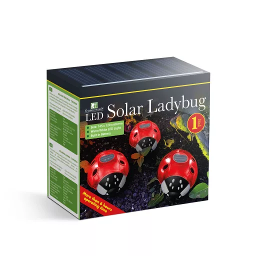 Napelemes szolár lámpa katica piros, 6 LED,  14,5 cm