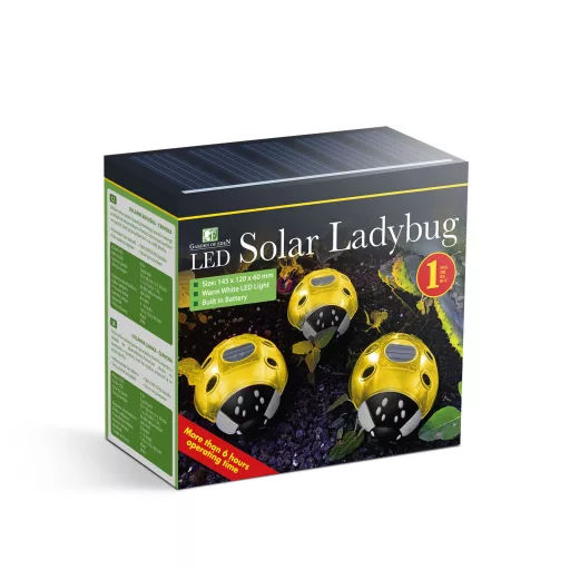 Napelemes szolár lámpa katica sárga, 6 LED,  14,5 cm