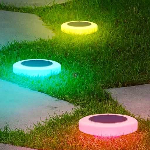 Napelemes kerti lámpa leszúrható színváltó, RGB 10,5 cm "UFO"