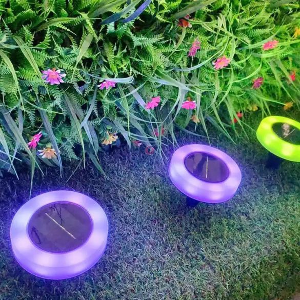 Napelemes kerti lámpa leszúrható színváltó, RGB 10,5 cm "UFO"