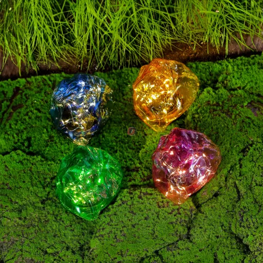 Leszúrható szolár lámpa - kavics forma - színes - 14 cm - melegfehér LED vegyes szinekben