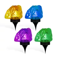  Leszúrható szolár lámpa - kavics forma - színes - 14 cm - melegfehér LED vegyes szinekben