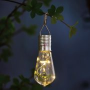   Felakasztható szolár villanykörte izzó - 4 melegfehér LED - 4,7 x 11 cm