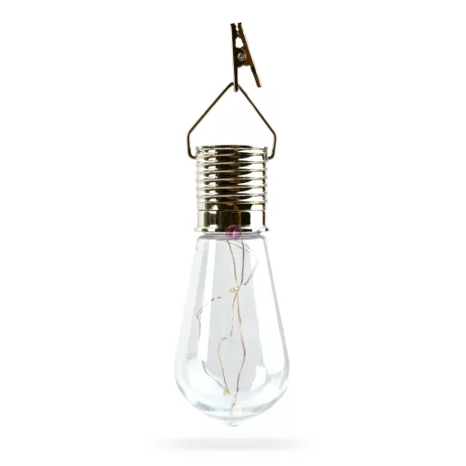 Felakasztható szolár villanykörte izzó - 4 melegfehér LED - 4,7 x 11 cm