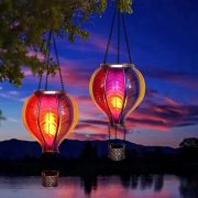   Napelemes hőlégballon, felakasztható - lángeffekt 12 LED 37 cm